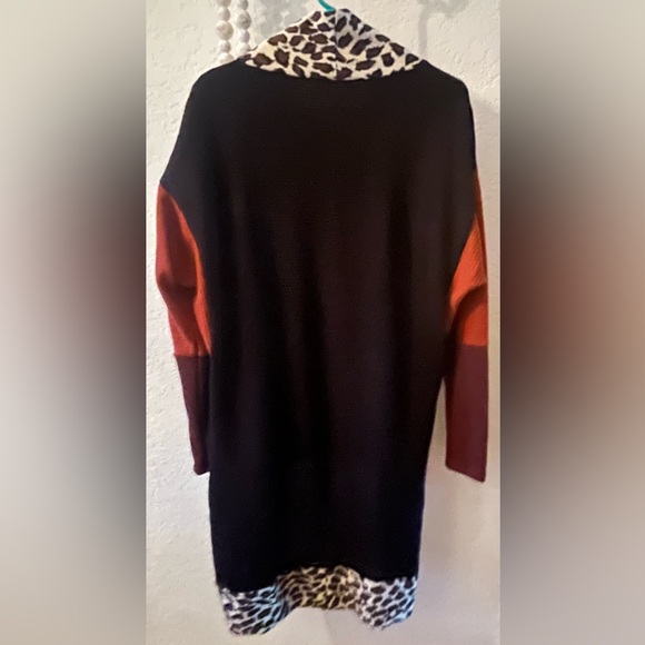 Sunshine & Rodeo- 
Leopard Print, Colorblock  Open Cardigan Sweater - Picture 4 of 8